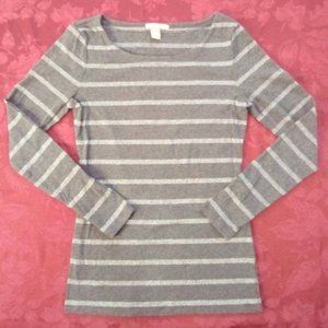 NWOT- Long Sleeve Banana Republic Top with Silver Metallic Stripes